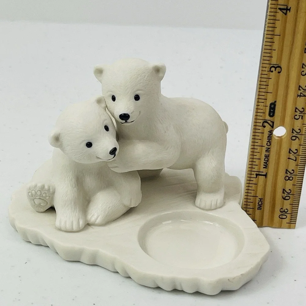 PartyLite Polar Bear Babies Cubs Tealight Holder P90348 Winter White Christmas - Picture 8 of 9